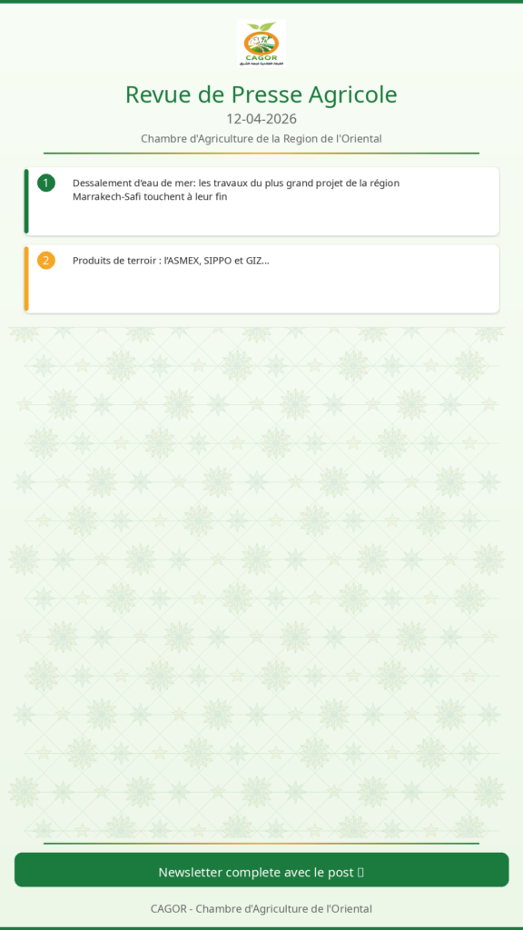 Revue de Presse Agricole – 12/04/2026
