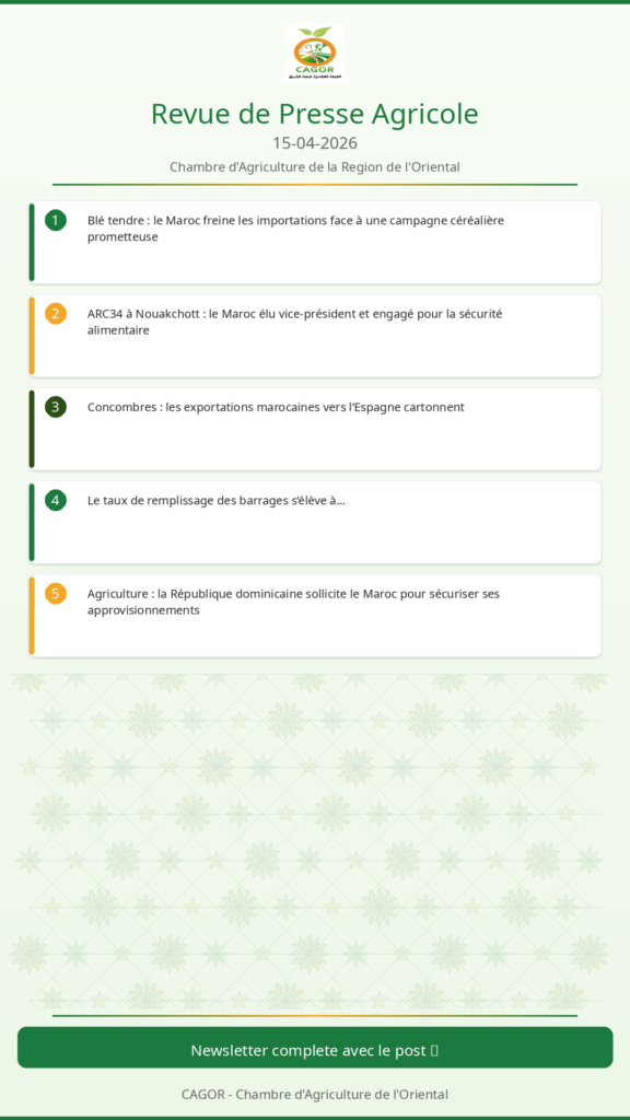 Revue de Presse Agricole – 15/04/2026