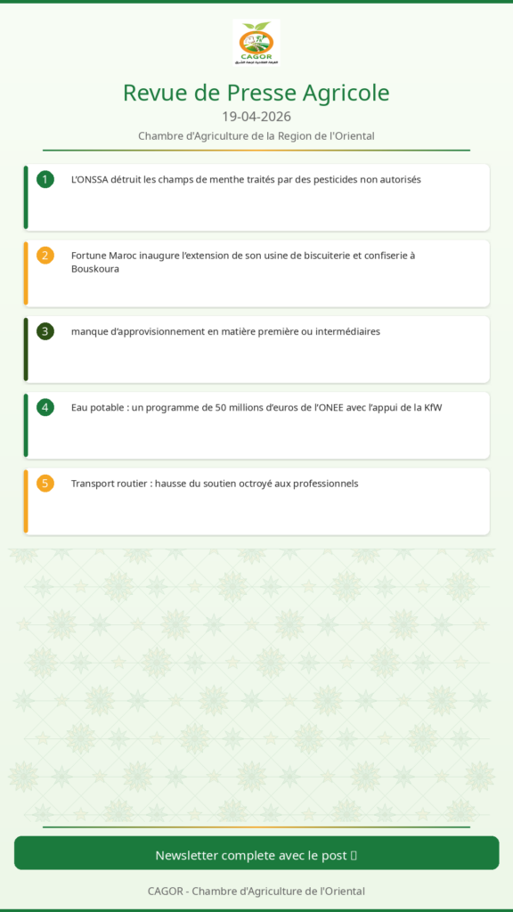 Revue de Presse Agricole – 19/04/2026