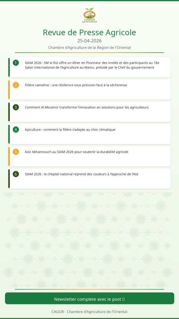 Revue de Presse Agricole – 25/04/2026
