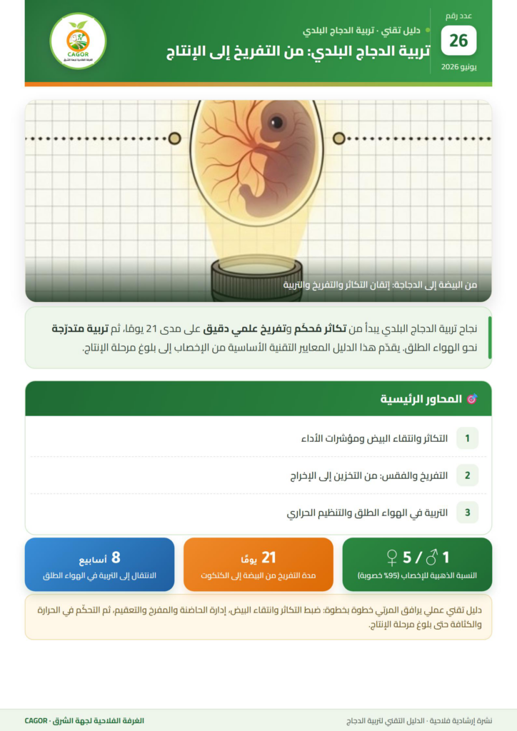 تربية الدجاج البلدي: من التفريخ إلى الإنتاج — دليل تقني CAGOR