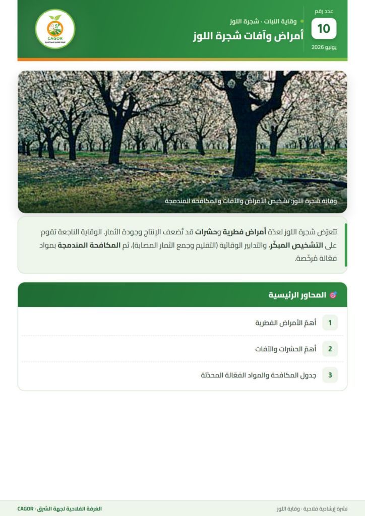 أمراض وآفات شجرة اللوز — دليل تقني CAGOR