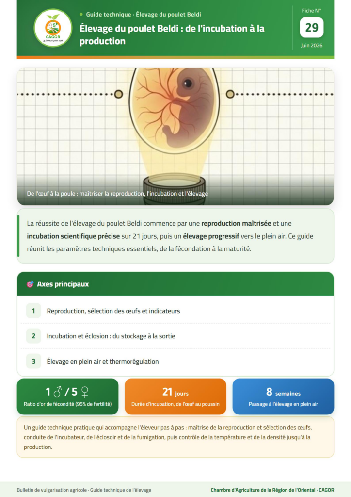 Élevage du poulet Beldi : de l&rsquo;incubation à la production — Guide CAGOR