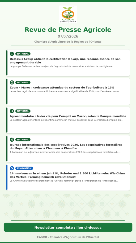 Revue de Presse Agricole — 07/07/2026