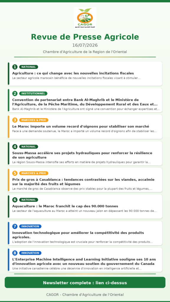 Revue de Presse Agricole — 16/07/2026