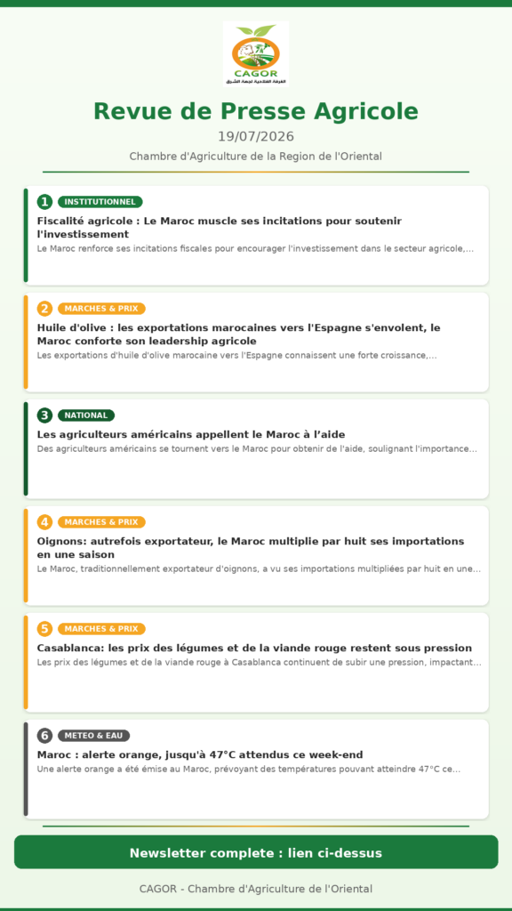 Revue de Presse Agricole — 19/07/2026