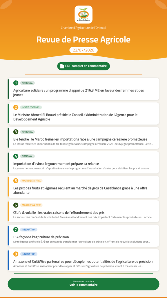 Revue de Presse Agricole — 22/07/2026
