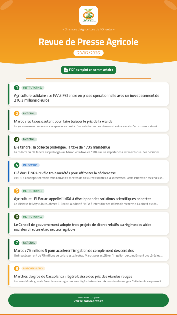 Revue de Presse Agricole — 23/07/2026