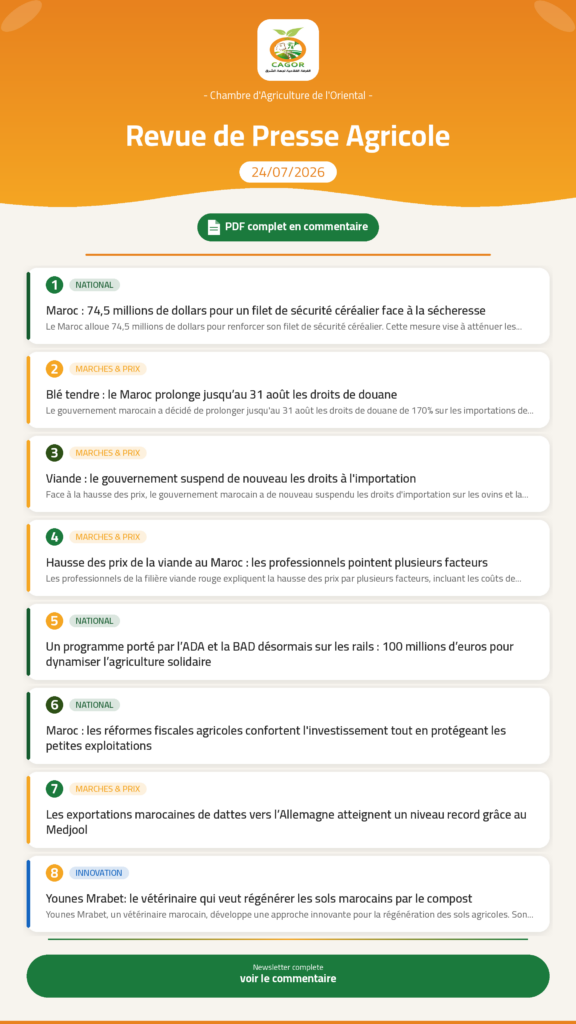 Revue de Presse Agricole — 24/07/2026