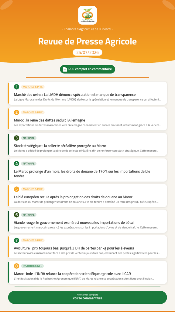 Revue de Presse Agricole — 25/07/2026