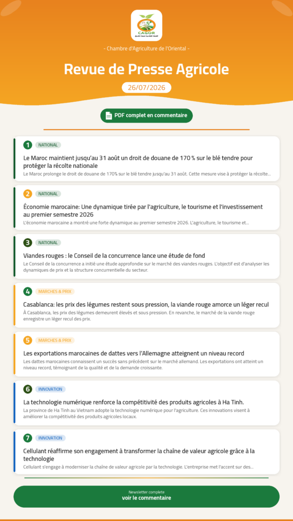 Revue de Presse Agricole — 26/07/2026