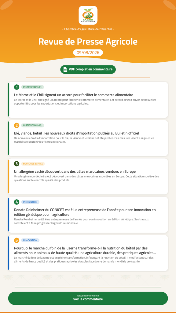 Revue de Presse Agricole — 09/08/2026
